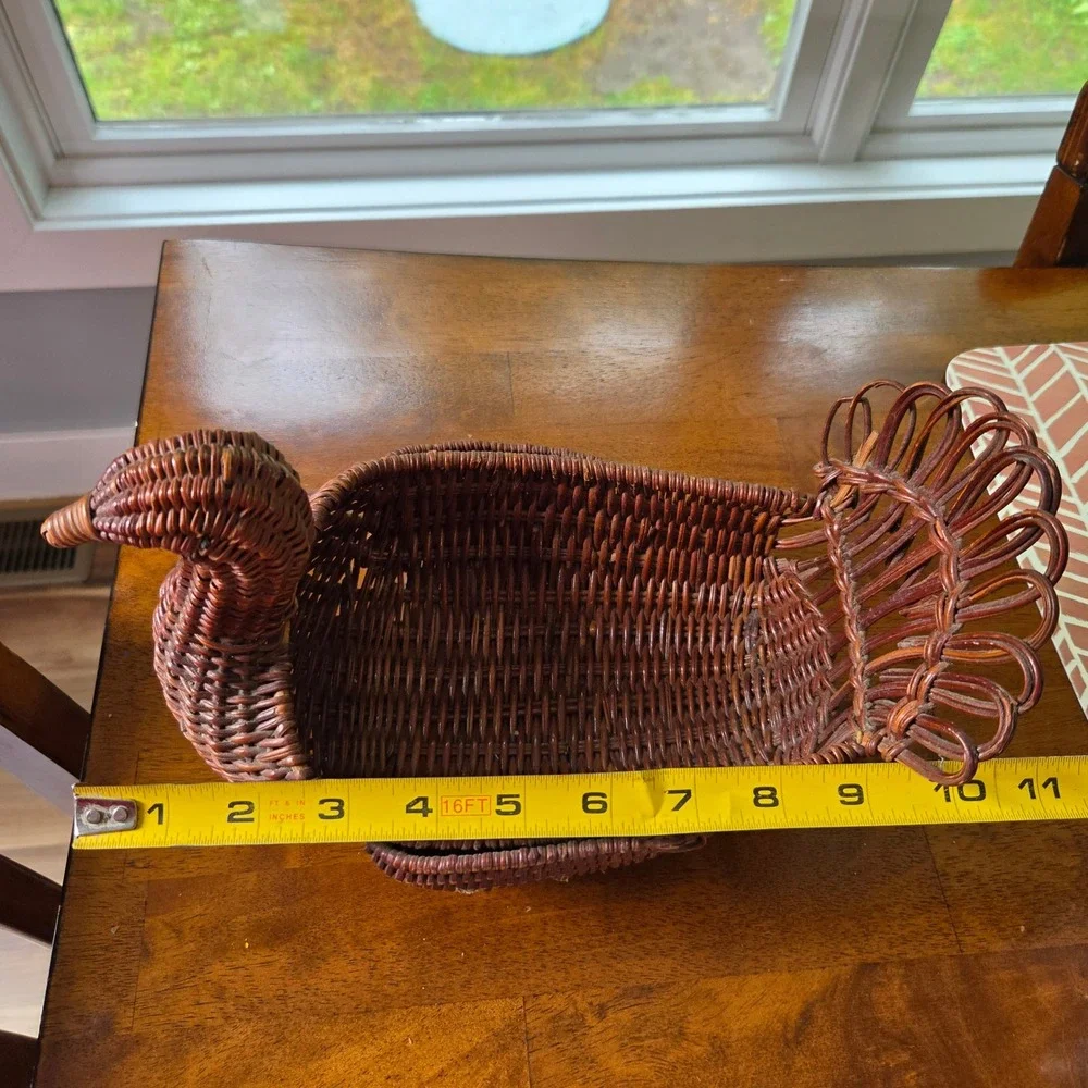 Vintage Wicker Turkey Bird Basket Brown Farmhouse‎ Thanksgiving Decor